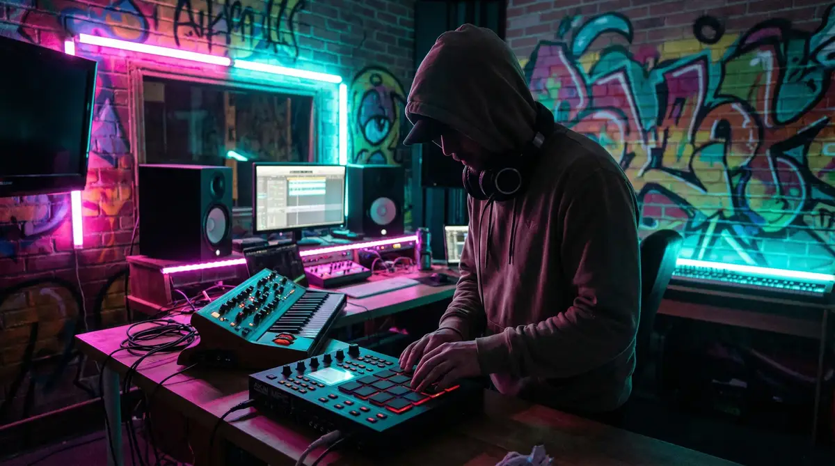 免费高清视频 - 嘻哈音乐制作人工作室